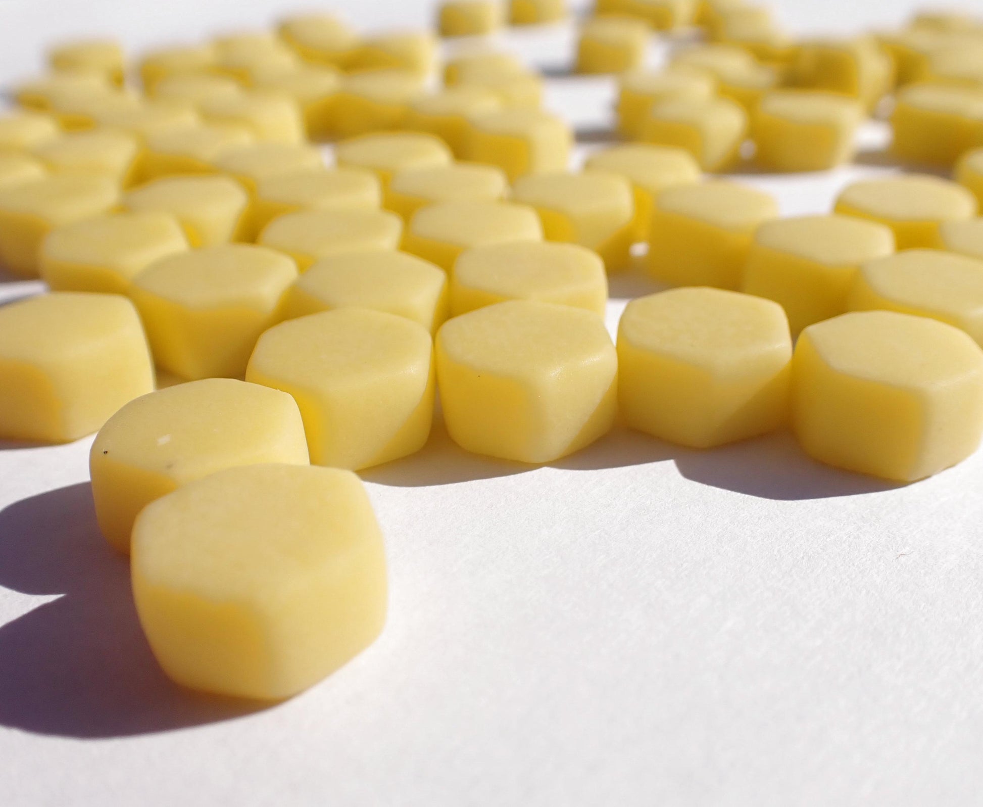 Mellow Yellow Hexagon Glass Mosaic Tiles - 10mm - 50g - MATTE Finish