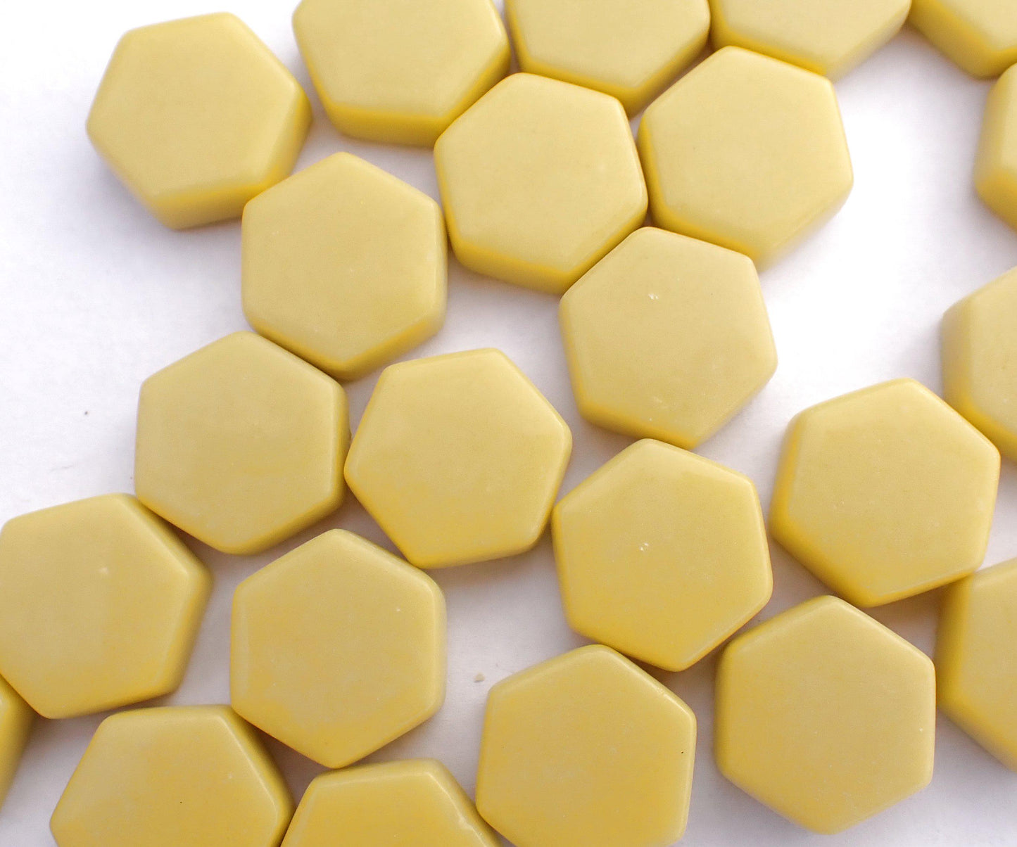 Mellow Yellow Hexagon Glass Mosaic Tiles - 15mm - 100g - Approx 35 Pieces