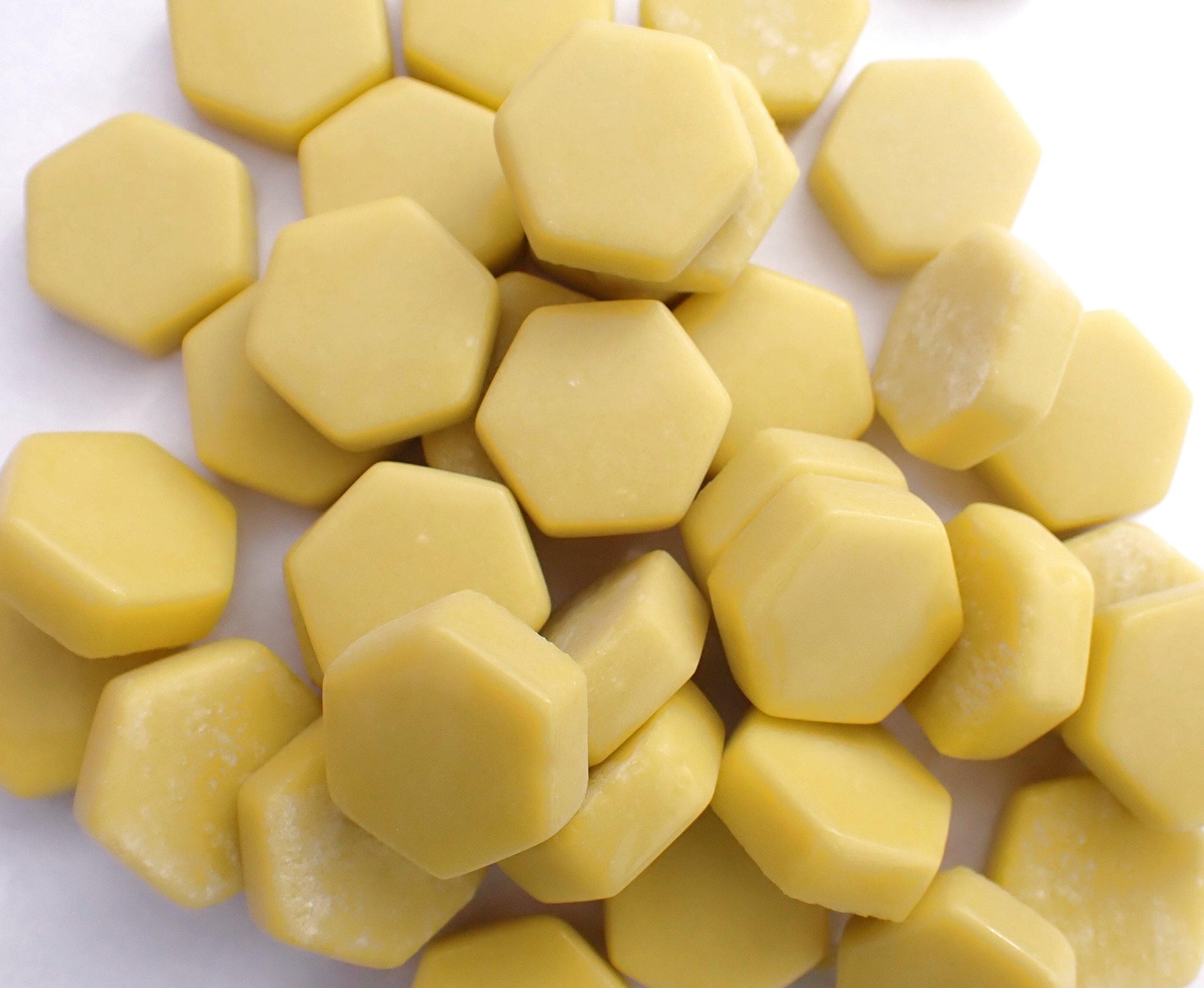 Mellow Yellow Hexagon Glass Mosaic Tiles - 15mm - 100g - Approx 35 Pieces