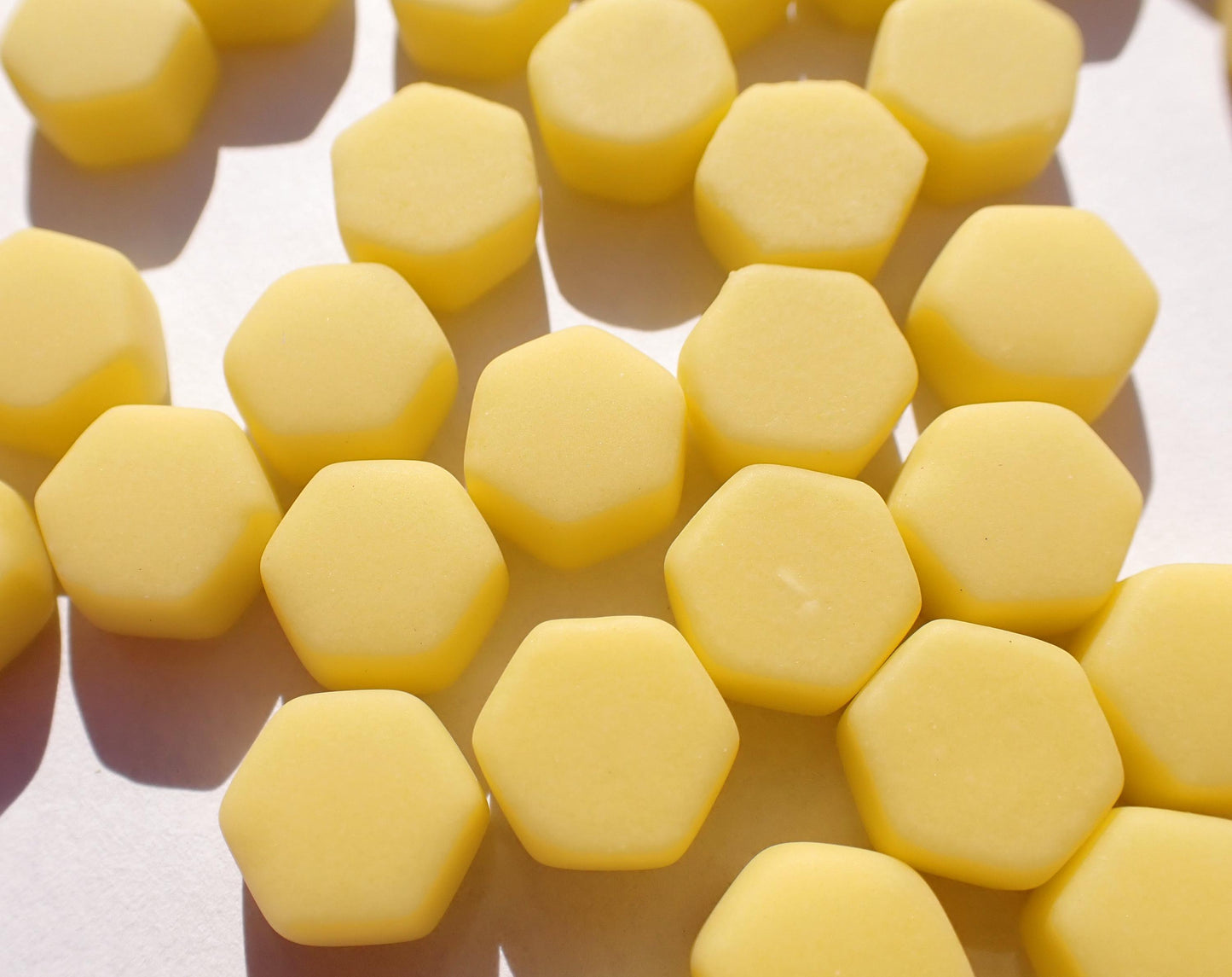 Mellow Yellow Hexagon Glass Mosaic Tiles - 10mm - 50g - MATTE Finish