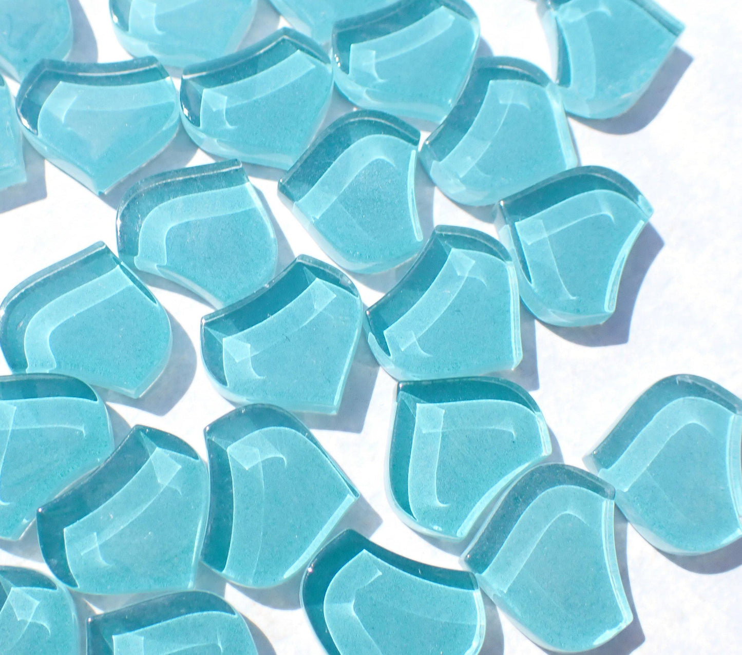 Aqua Fishscale Glass Mosaic Tiles - 50g - Approximately 30 Crystal Mandala Pieces