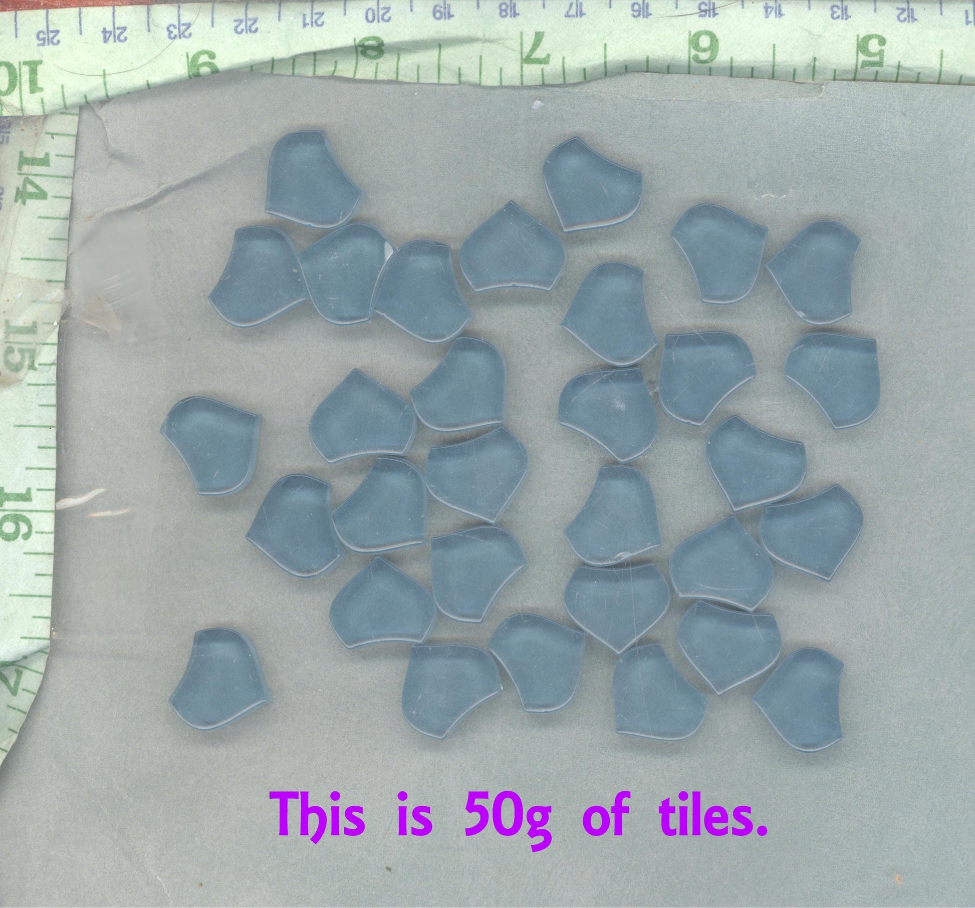 Aqua Fishscale Glass Mosaic Tiles - 50g - Approximately 30 Crystal Mandala Pieces