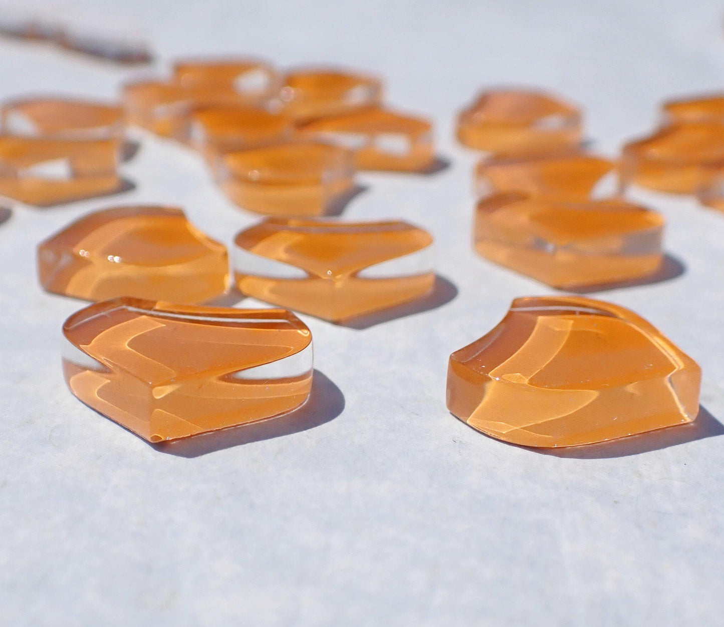 Tangerine Fishscale Glass Mosaic Tiles - 50g - Approximately 30 Crystal Mandala Pieces