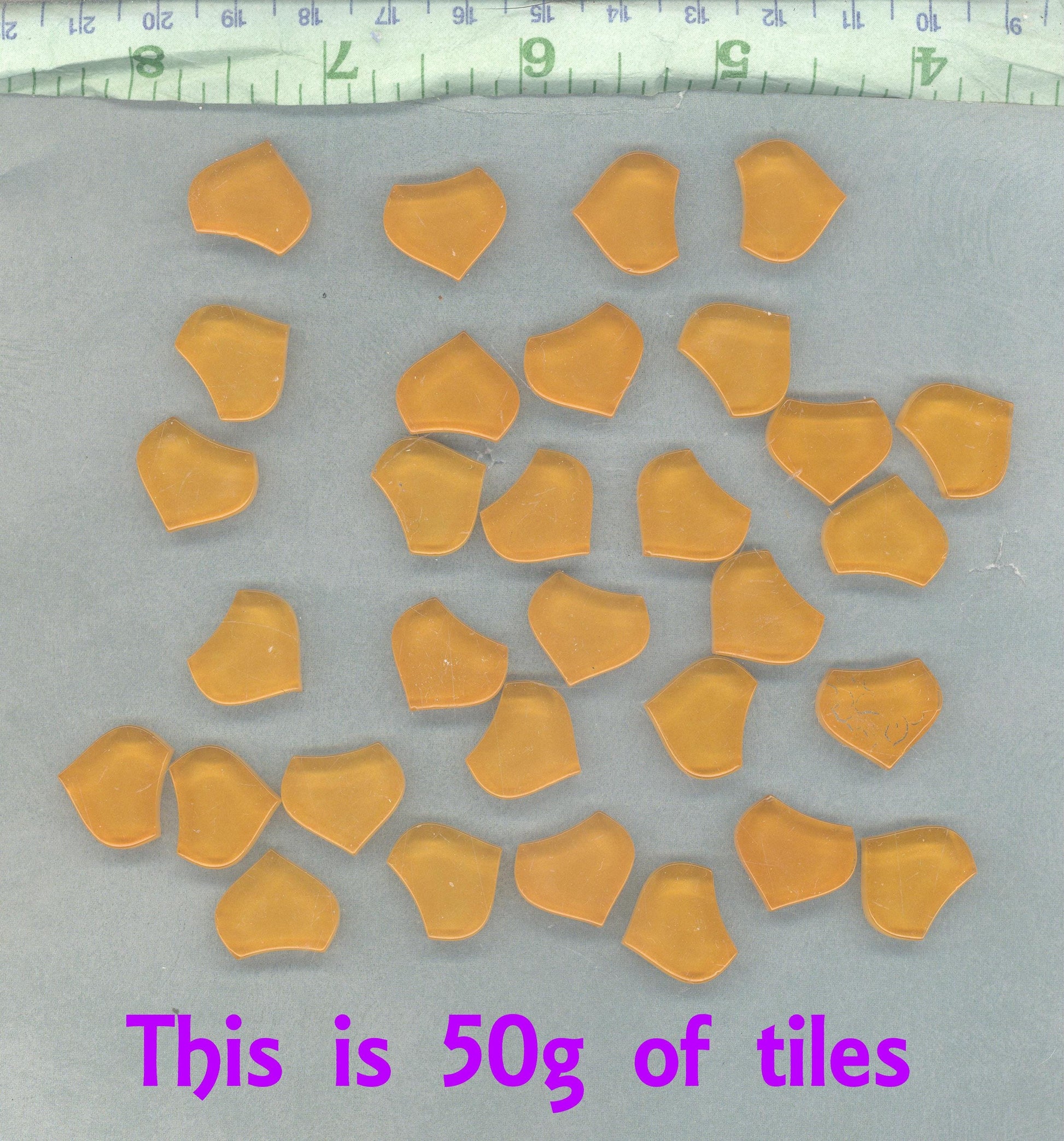 Tangerine Fishscale Glass Mosaic Tiles - 50g - Approximately 30 Crystal Mandala Pieces