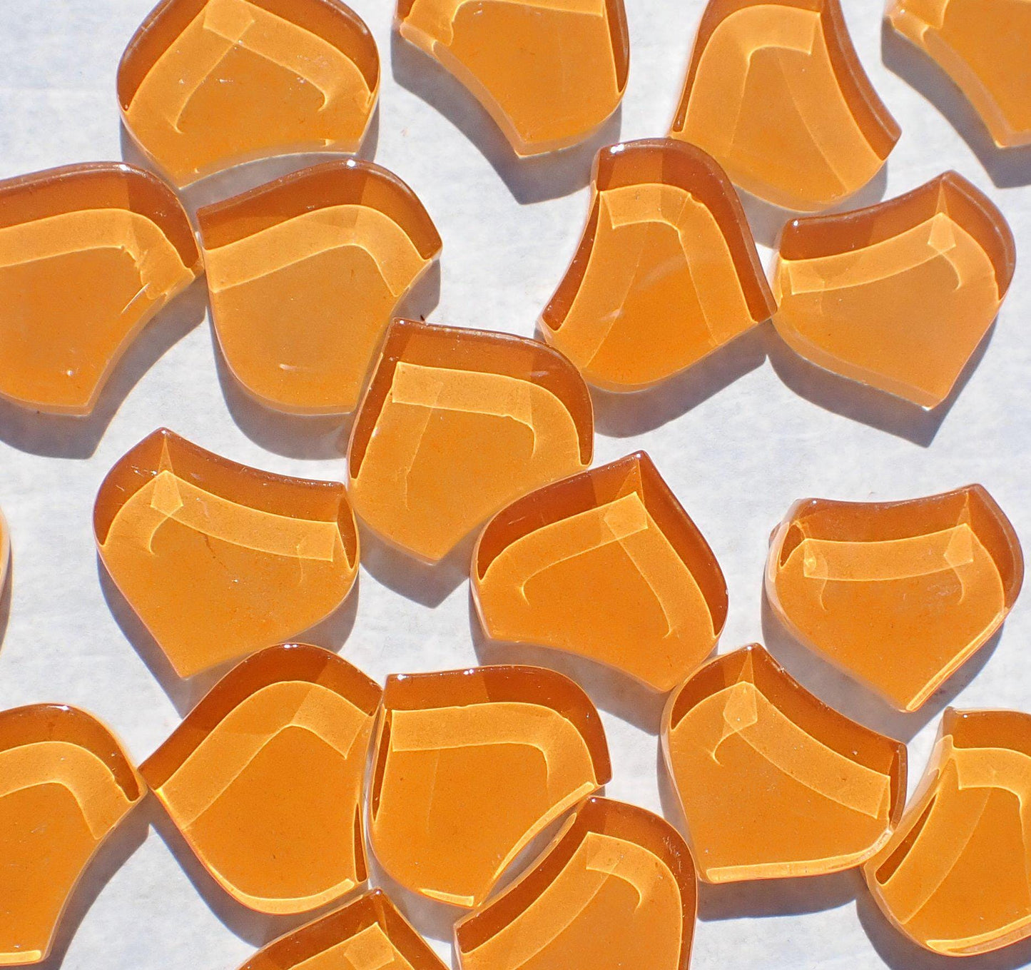 Tangerine Fishscale Glass Mosaic Tiles - 50g - Approximately 30 Crystal Mandala Pieces