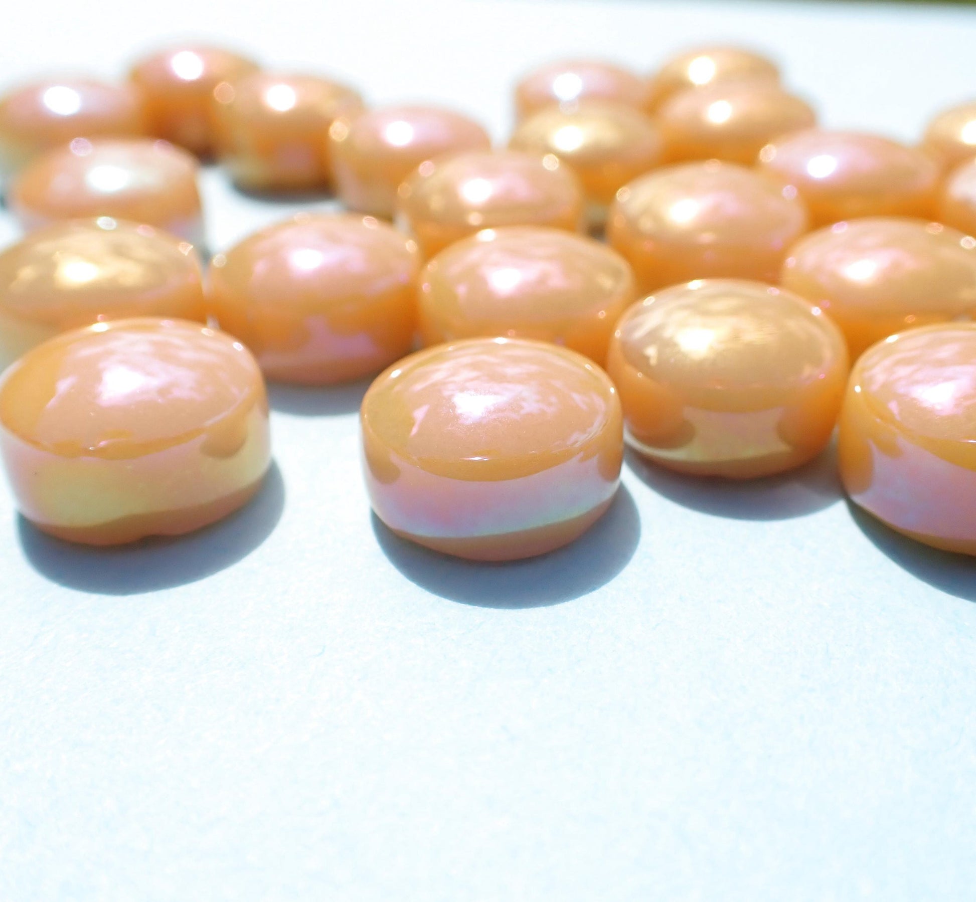Butterscotch Iridescent Glass Drops - 100 grams - 12mm Glass Gems - Over 60 Tiles