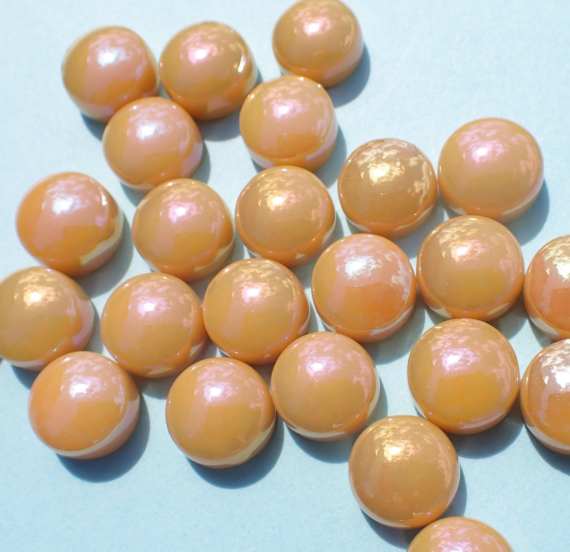 Butterscotch Iridescent Glass Drops - 100 grams - 12mm Glass Gems - Over 60 Tiles