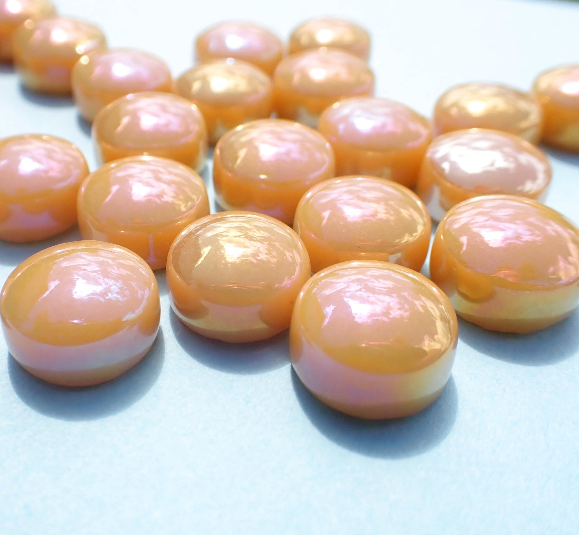 Butterscotch Iridescent Glass Drops - 100 grams - 12mm Glass Gems - Over 60 Tiles