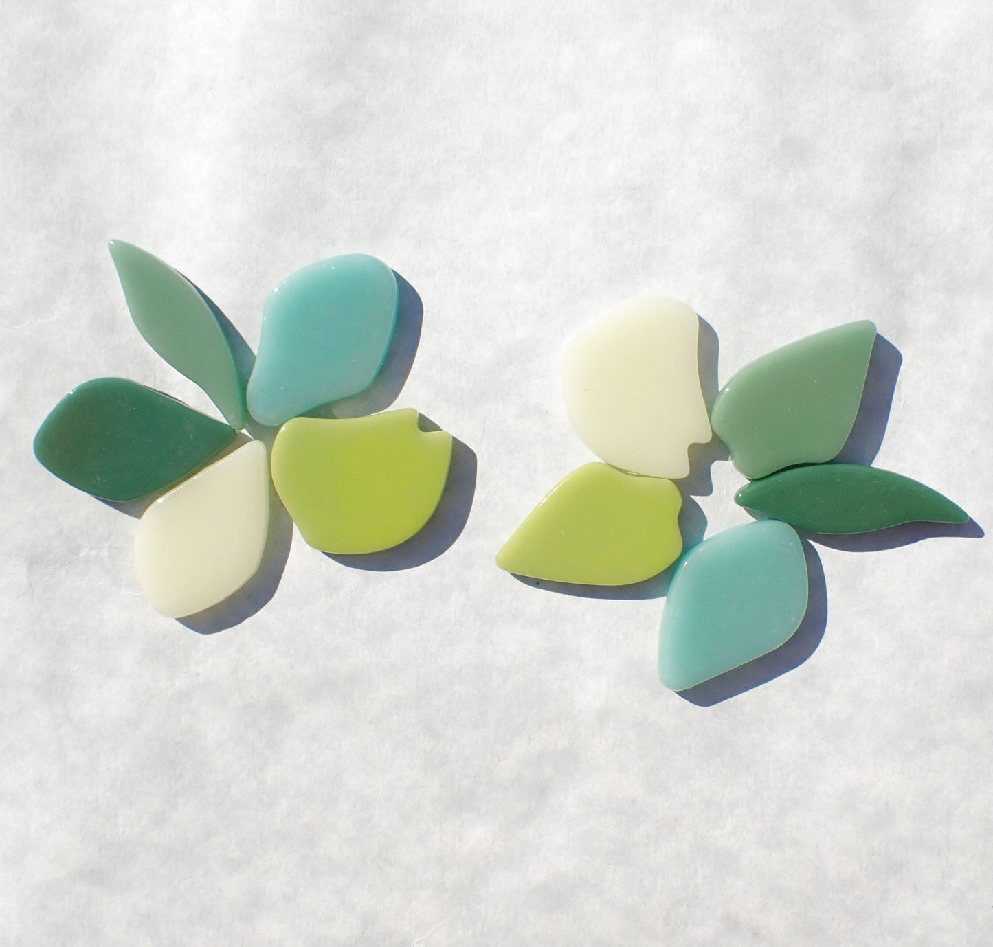 Soft Greens and Blues Glass Petals - 50g of Leaves in a Mix of Shapes and Sizes - Limited Northwest Mix