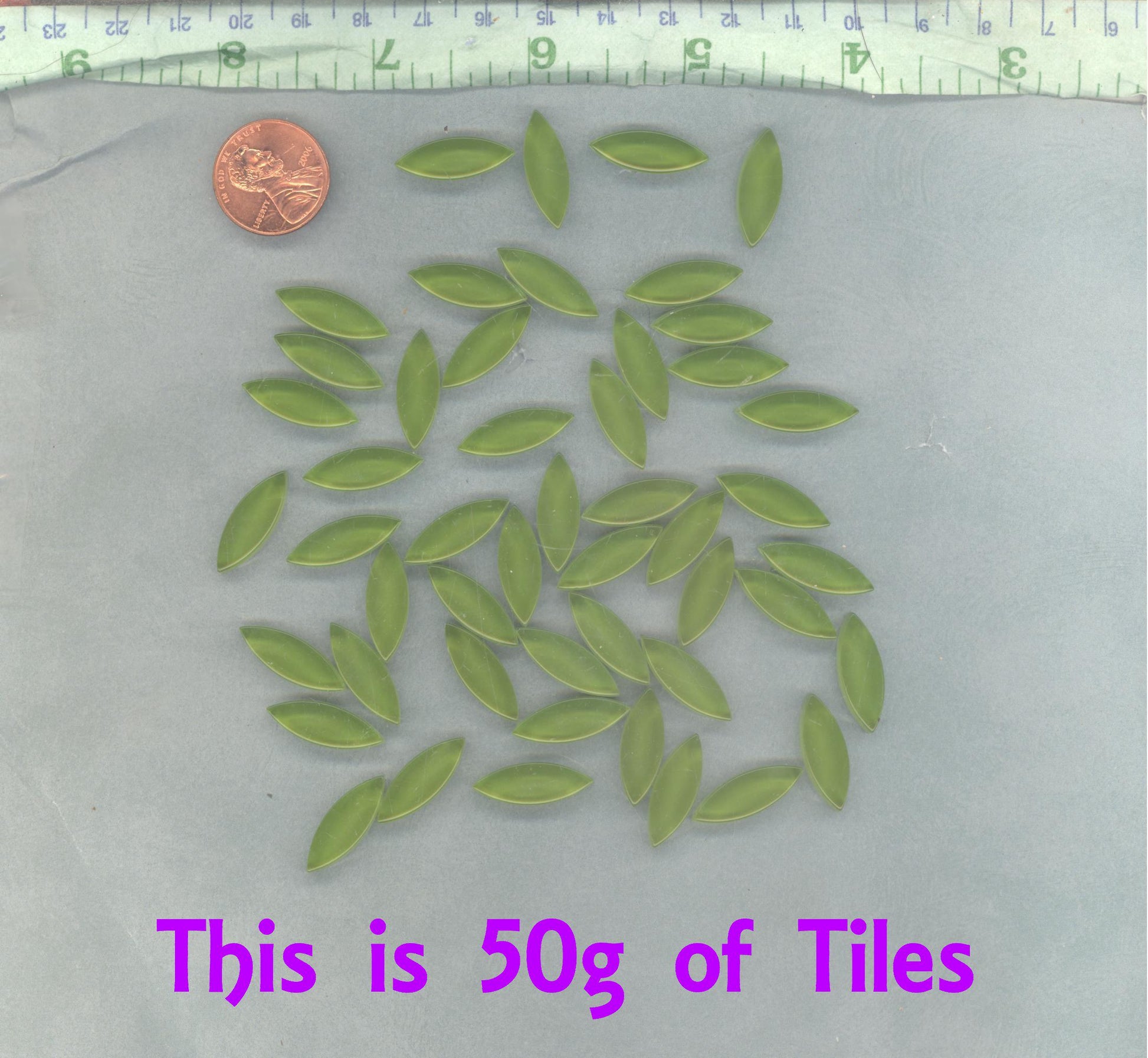 Green Petals Mosaic Glass Tiles - 50g - Approximately 50 - Mandala - Key Lime Pie