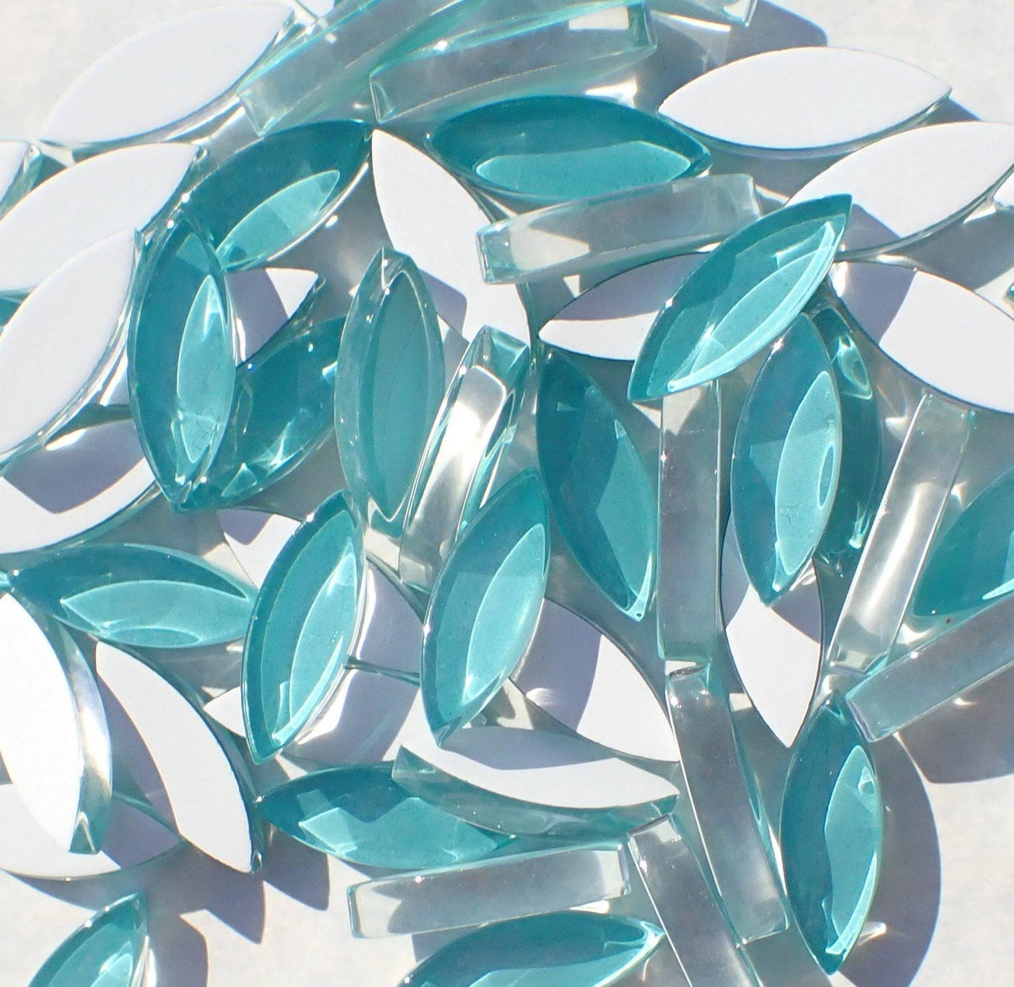 Aqua Petals Mosaic Glass Tiles - 50g - Approximately 50 - Mandala