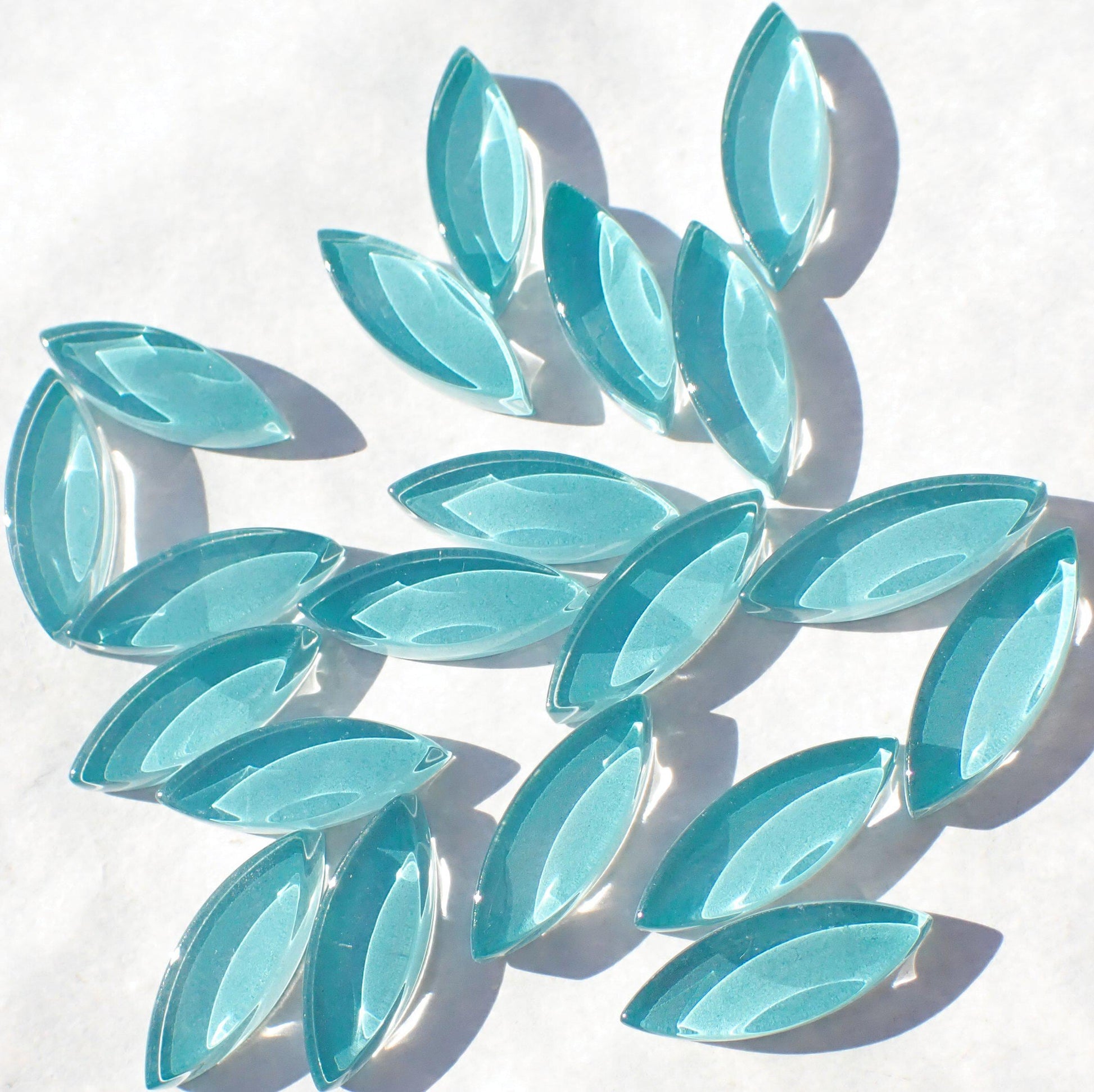 Aqua Petals Mosaic Glass Tiles - 50g - Approximately 50 - Mandala