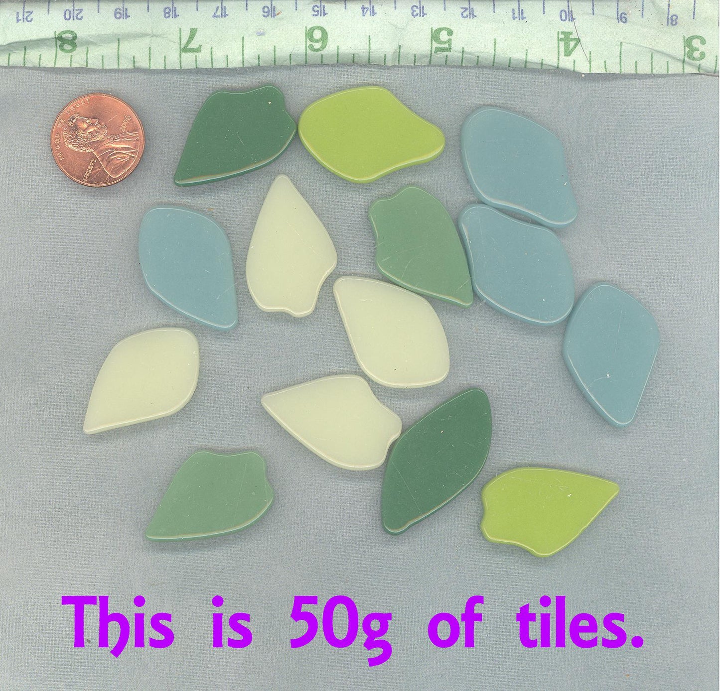 Soft Greens and Blues Glass Petals - 50g of Leaves in a Mix of Shapes and Sizes - Limited Northwest Mix