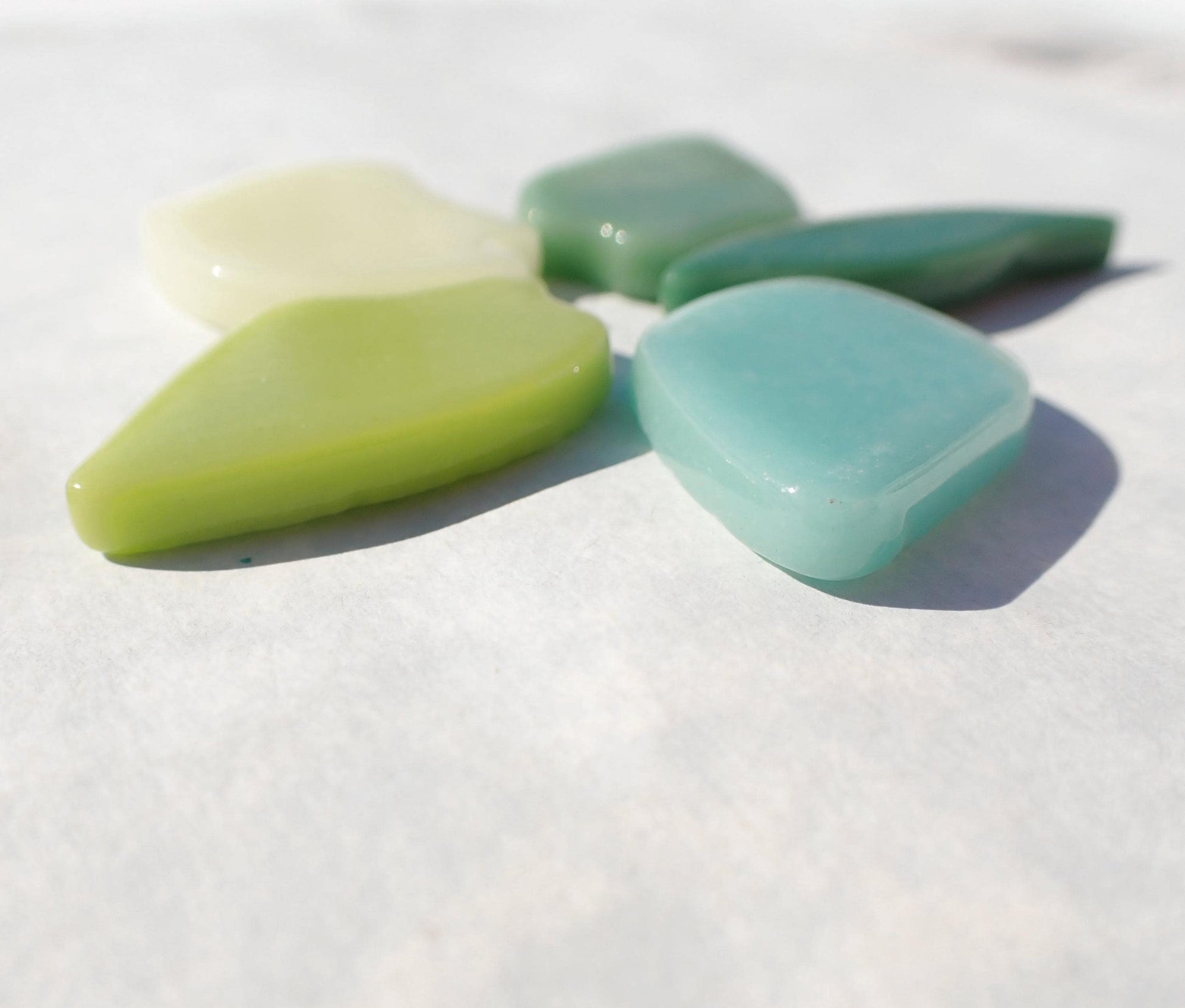 Soft Greens and Blues Glass Petals - 50g of Leaves in a Mix of Shapes and Sizes - Limited Northwest Mix
