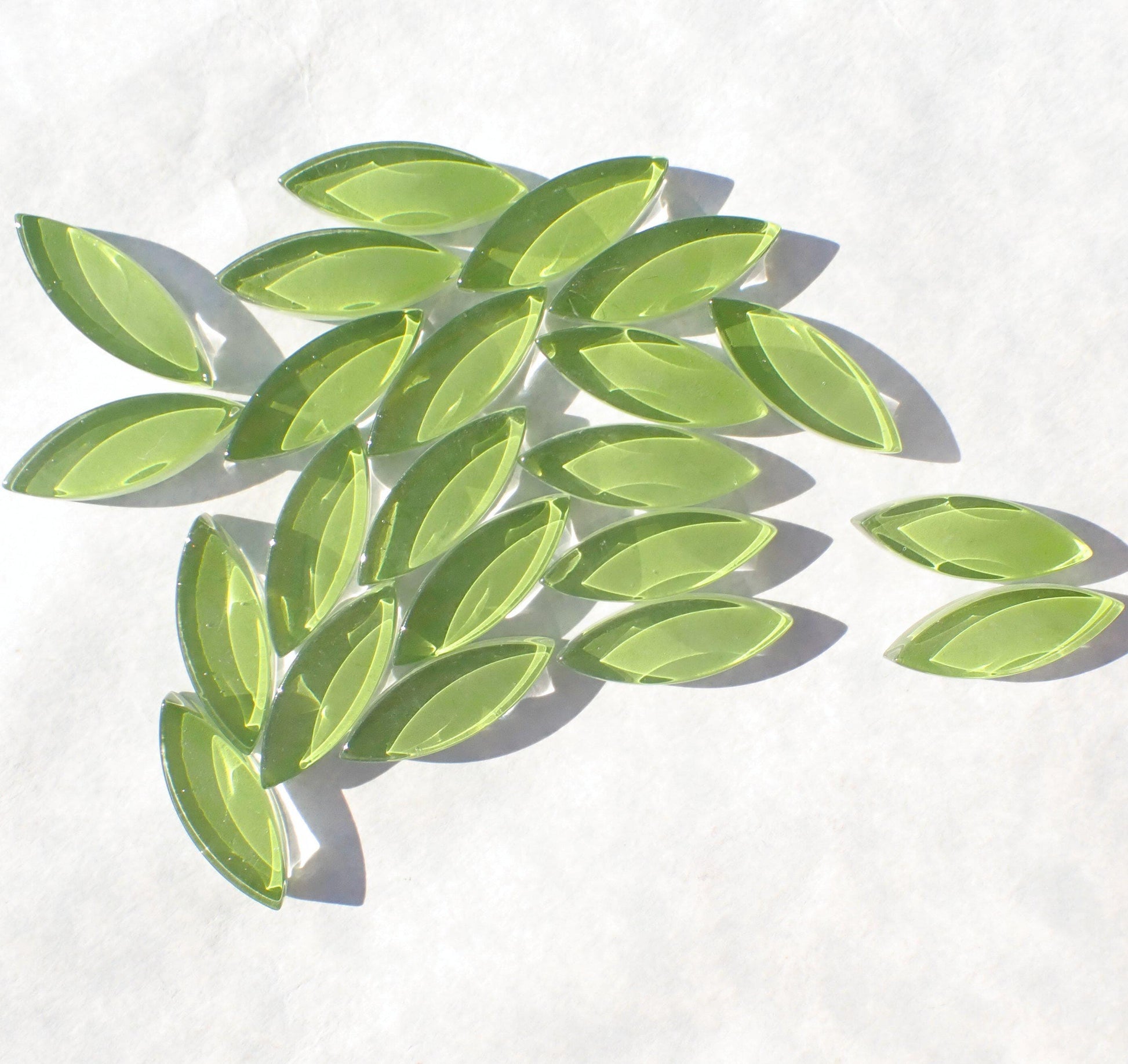 Green Petals Mosaic Glass Tiles - 50g - Approximately 50 - Mandala - Key Lime Pie