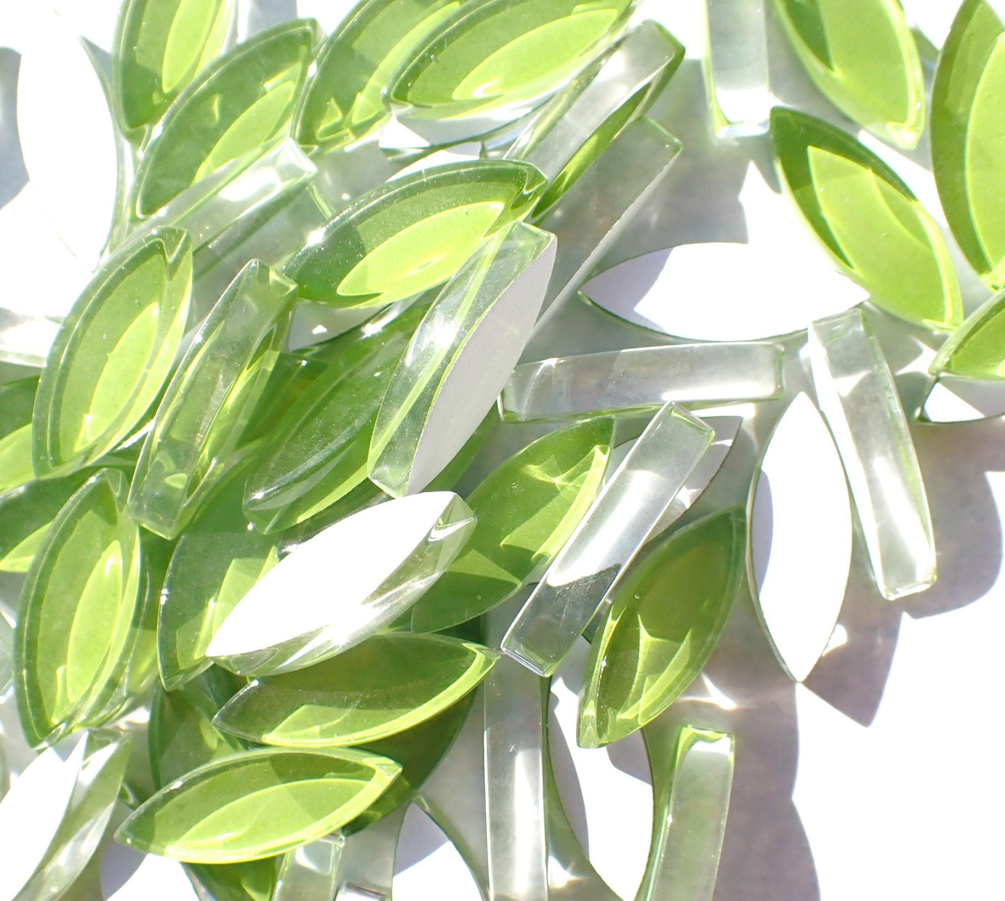 Green Petals Mosaic Glass Tiles - 50g - Approximately 50 - Mandala - Key Lime Pie