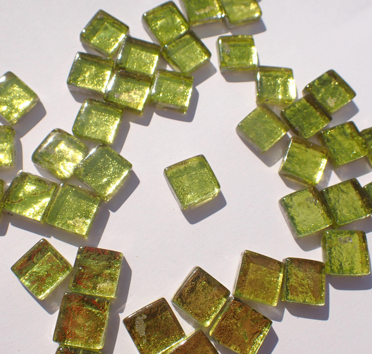 Yellow Foil Glass Mosaic Tiles - 12mm - 50g Metallic Squares in Lemonade