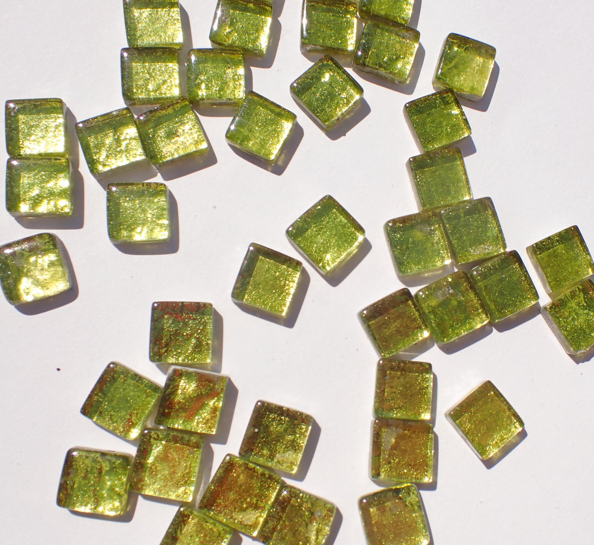 Yellow Foil Glass Mosaic Tiles - 12mm - 50g Metallic Squares in Lemonade