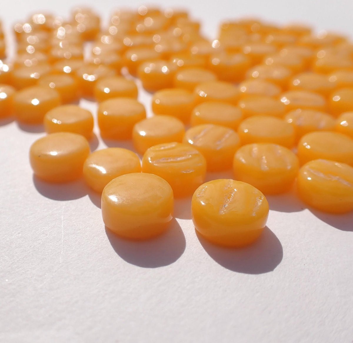Goldenrod Yellow MINI Glass Drops 8mm Mosaic Tiles - 50 grams - Over 100 Dotz