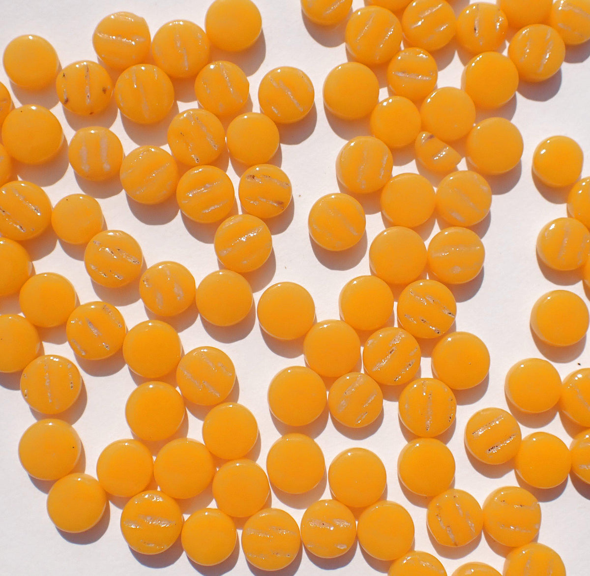Goldenrod Yellow MINI Glass Drops 8mm Mosaic Tiles - 50 grams - Over 100 Dotz