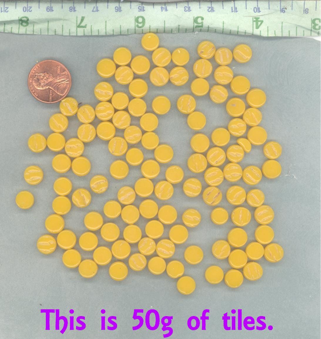Goldenrod Yellow MINI Glass Drops 8mm Mosaic Tiles - 50 grams - Over 100 Dotz