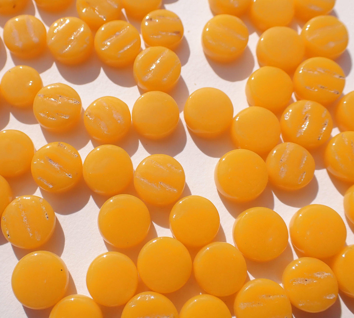 Goldenrod Yellow MINI Glass Drops 8mm Mosaic Tiles - 50 grams - Over 100 Dotz