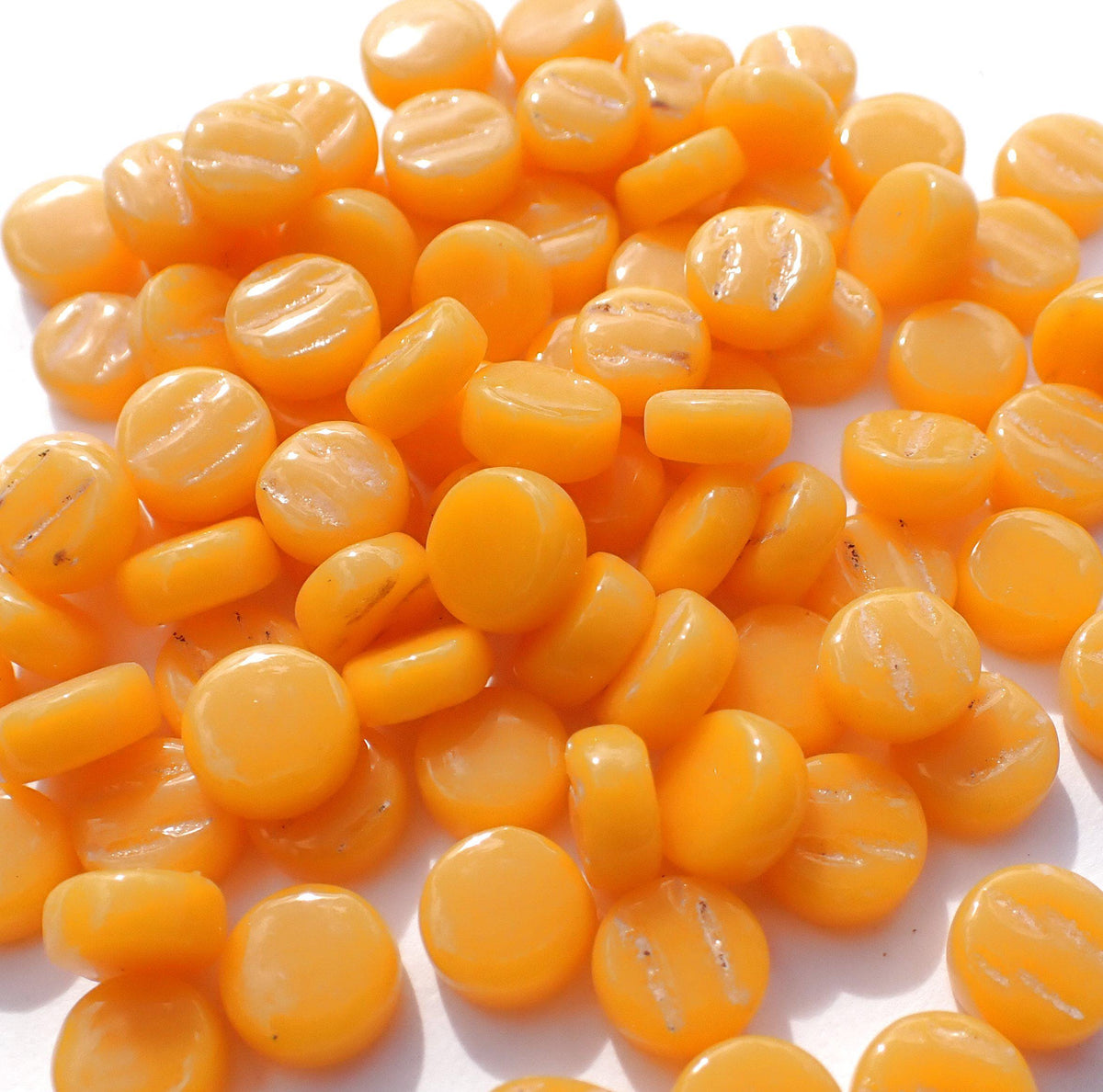 Goldenrod Yellow MINI Glass Drops 8mm Mosaic Tiles - 50 grams - Over 100 Dotz