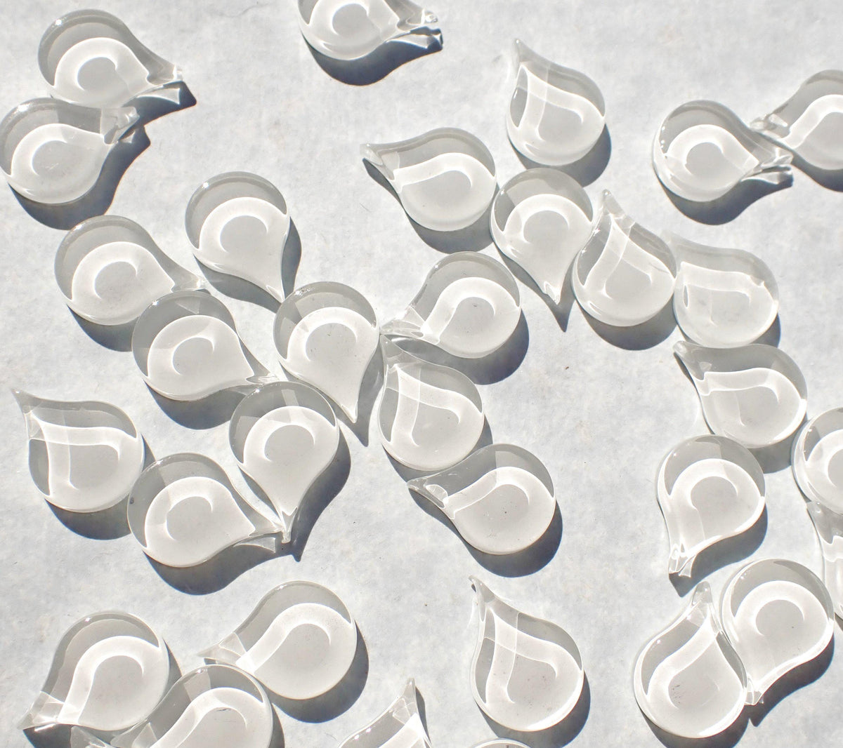 White Raindrop Mandala Mosaic Glass Tiles - 50g - Over 30 Pieces