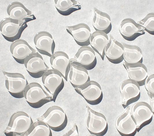 White Raindrop Mandala Mosaic Glass Tiles - 50g - Over 30 Pieces