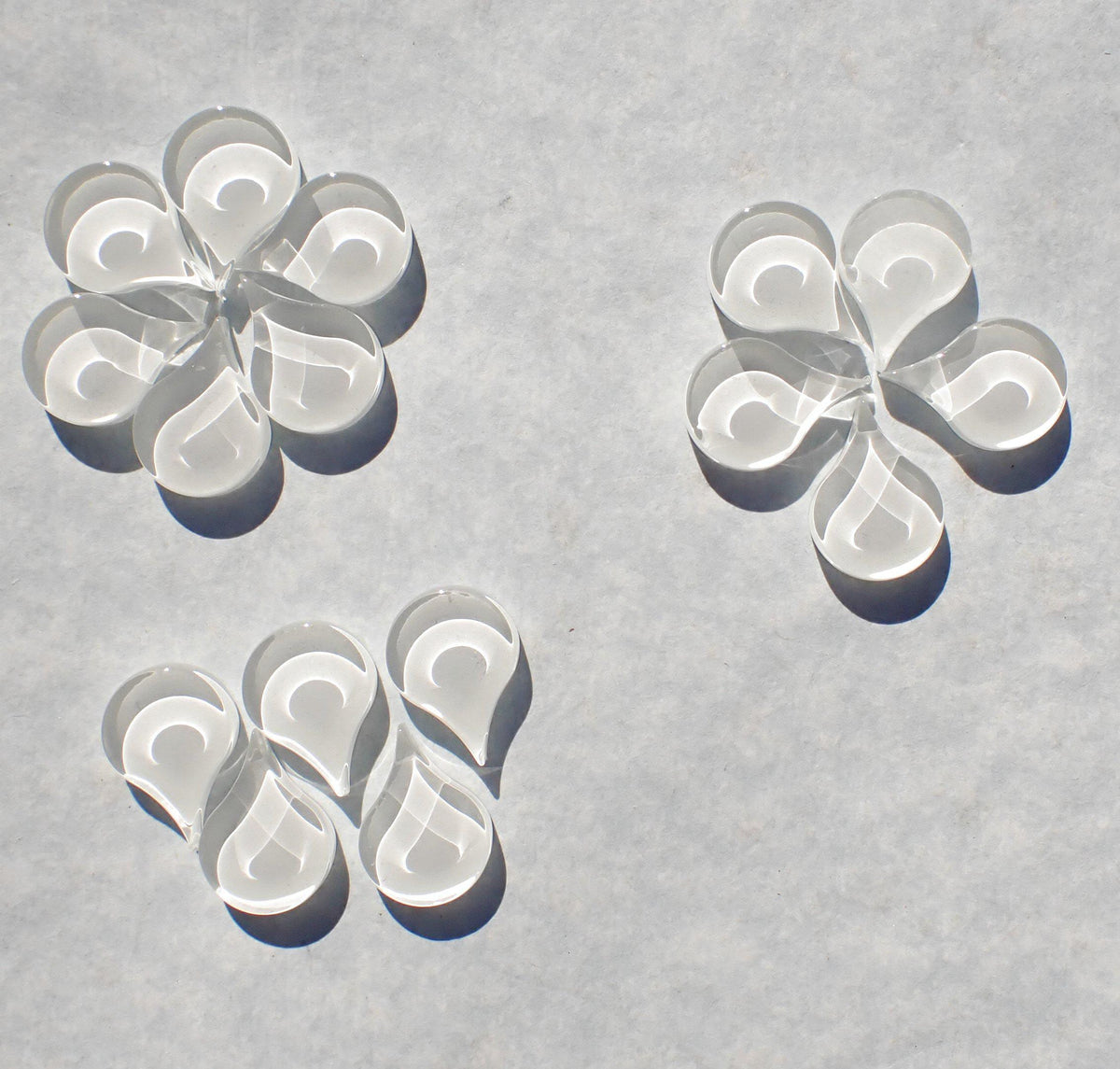 White Raindrop Mandala Mosaic Glass Tiles - 50g - Over 30 Pieces
