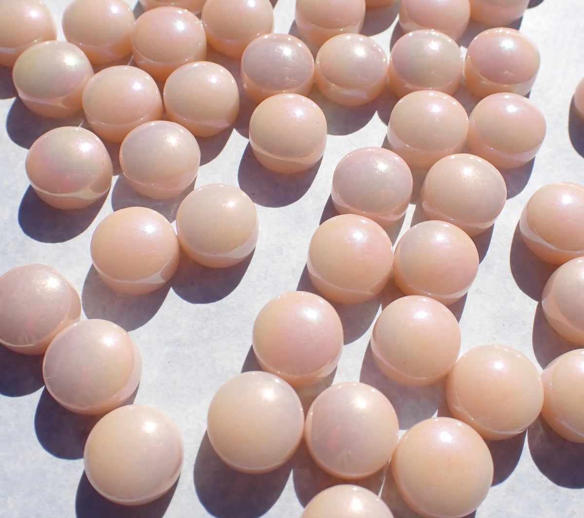 Peach Blush Iridescent Glass Drops Mosaic Tiles - 100 grams - Approx 65 Gems