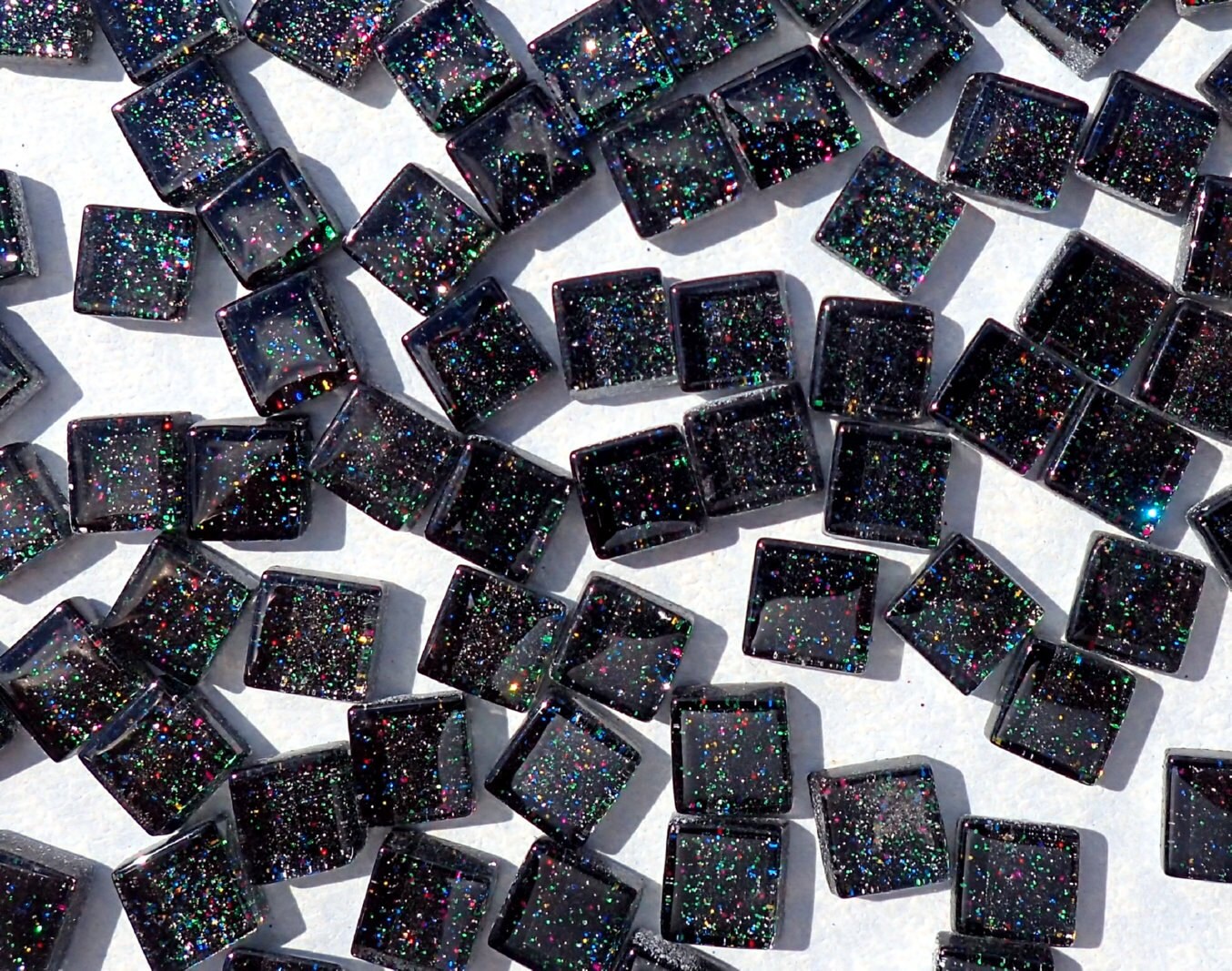 Black Glitter Tiles with Multi Colors - 1 cm Squares - 100g - City Lights