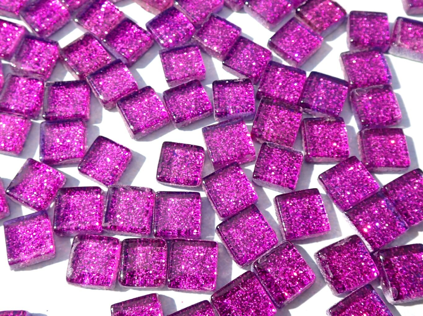 Purple Glitter Mosaic Tiles - 1 cm - 100g - Over 100 Metallic Glass Sq ...