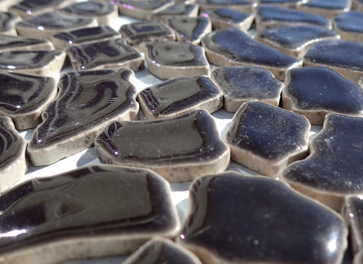 Shiny Black Mosaic Ceramic Tiles - Random Shapes - Half Pound - Assorted Sizes Jigsaw Pieces