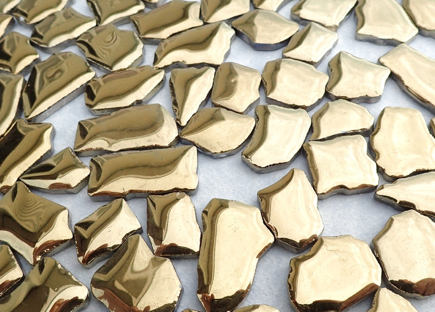 Gold Mosaic Ceramic Tiles - Random Shapes Metallic - 100g - Assorted Sizes Jigsaw Pieces - Mosaic Art Supplies - Gold Toned Tile