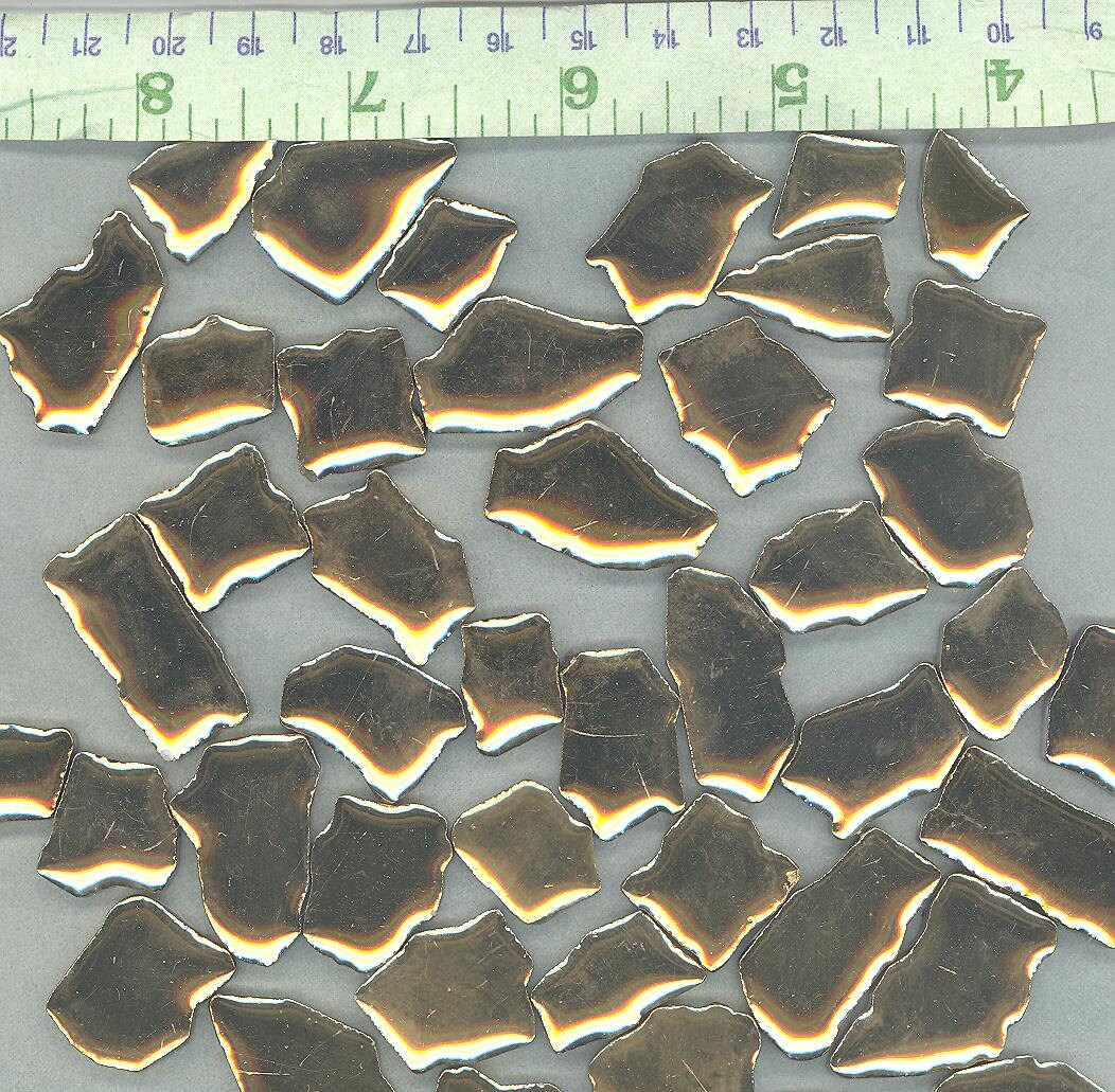 Gold Mosaic Ceramic Tiles - Random Shapes Metallic - 100g - Assorted Sizes Jigsaw Pieces - Mosaic Art Supplies - Gold Toned Tile