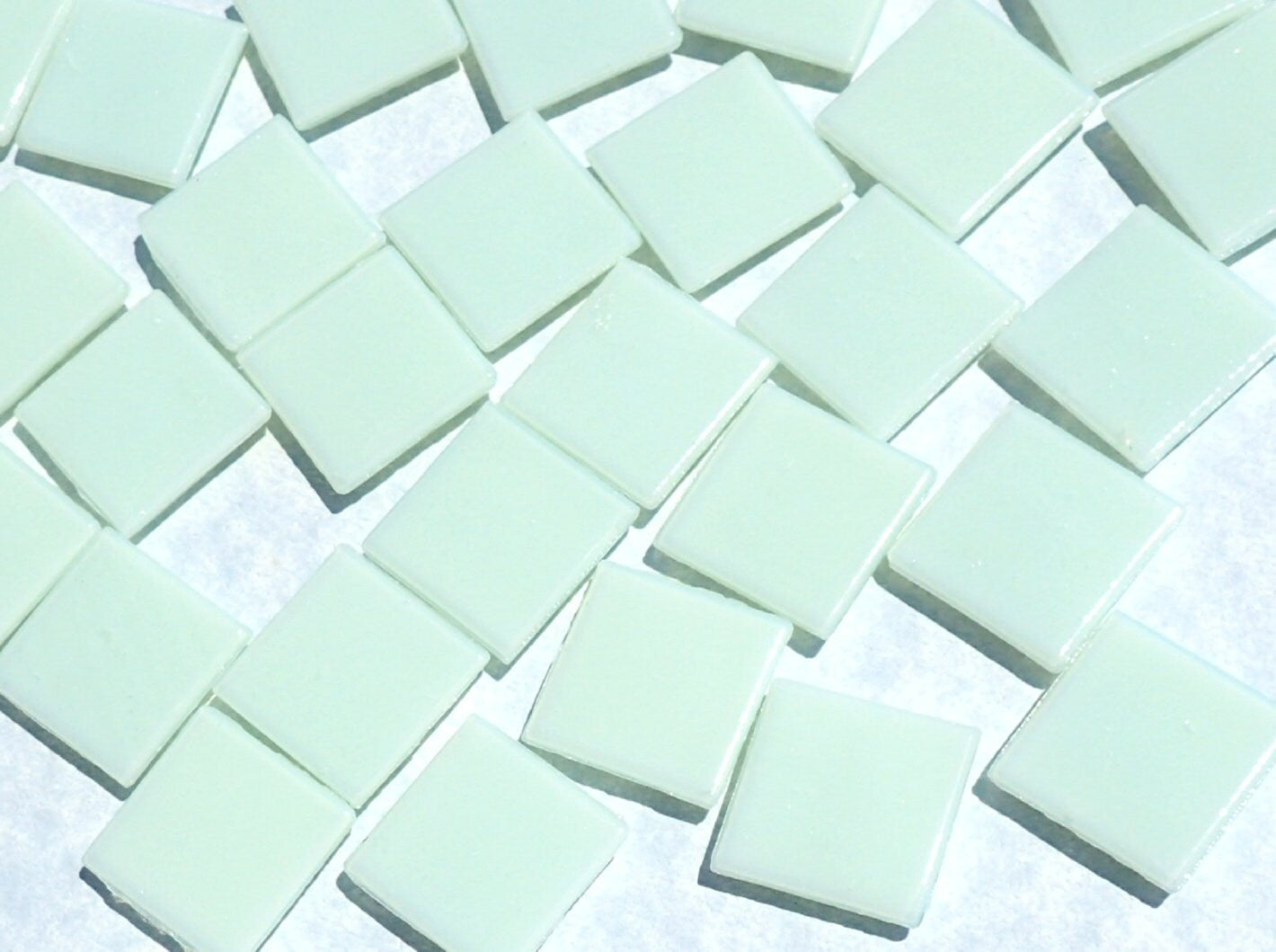 Light Green Glass Mosaic Tiles Squares - 20mm - Half Pound of Venetian Tiles for Craft Projects and Decorations