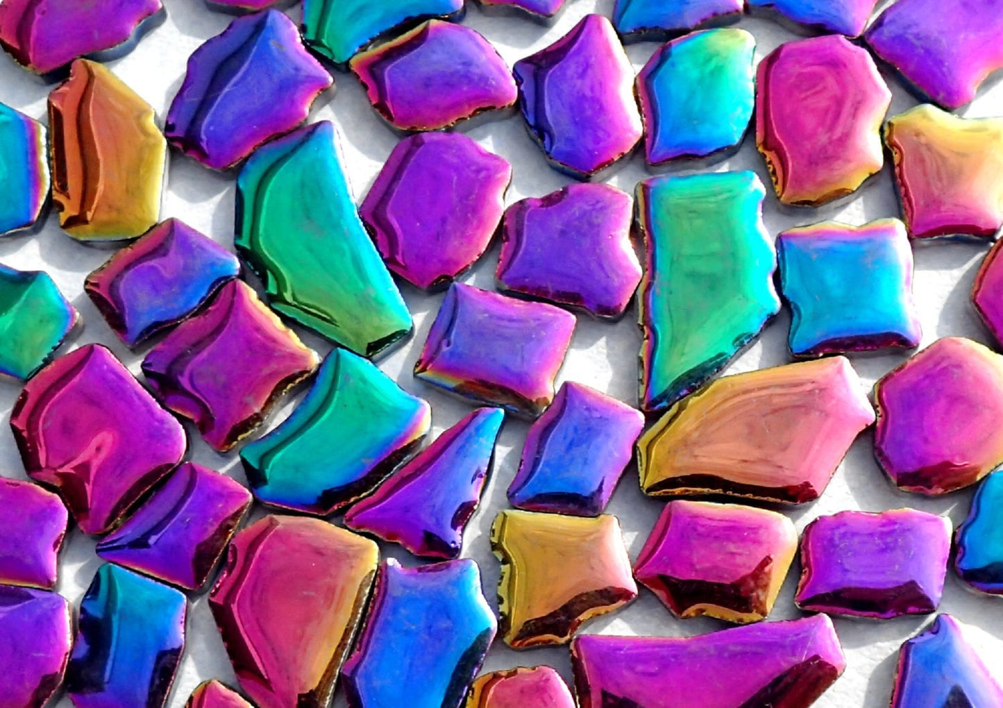 Colorful Metallic Mosaic Ceramic Tiles - Random Shapes in Mixed Colors - 100g - Assorted Sizes Jigsaw Pieces