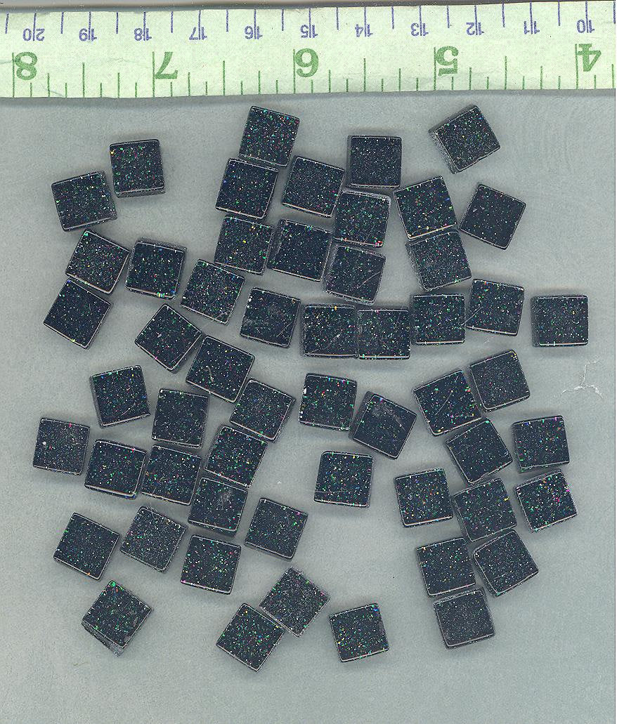 Black Glitter Tiles with Multi Colors - 1 cm Squares - 100g - City Lights