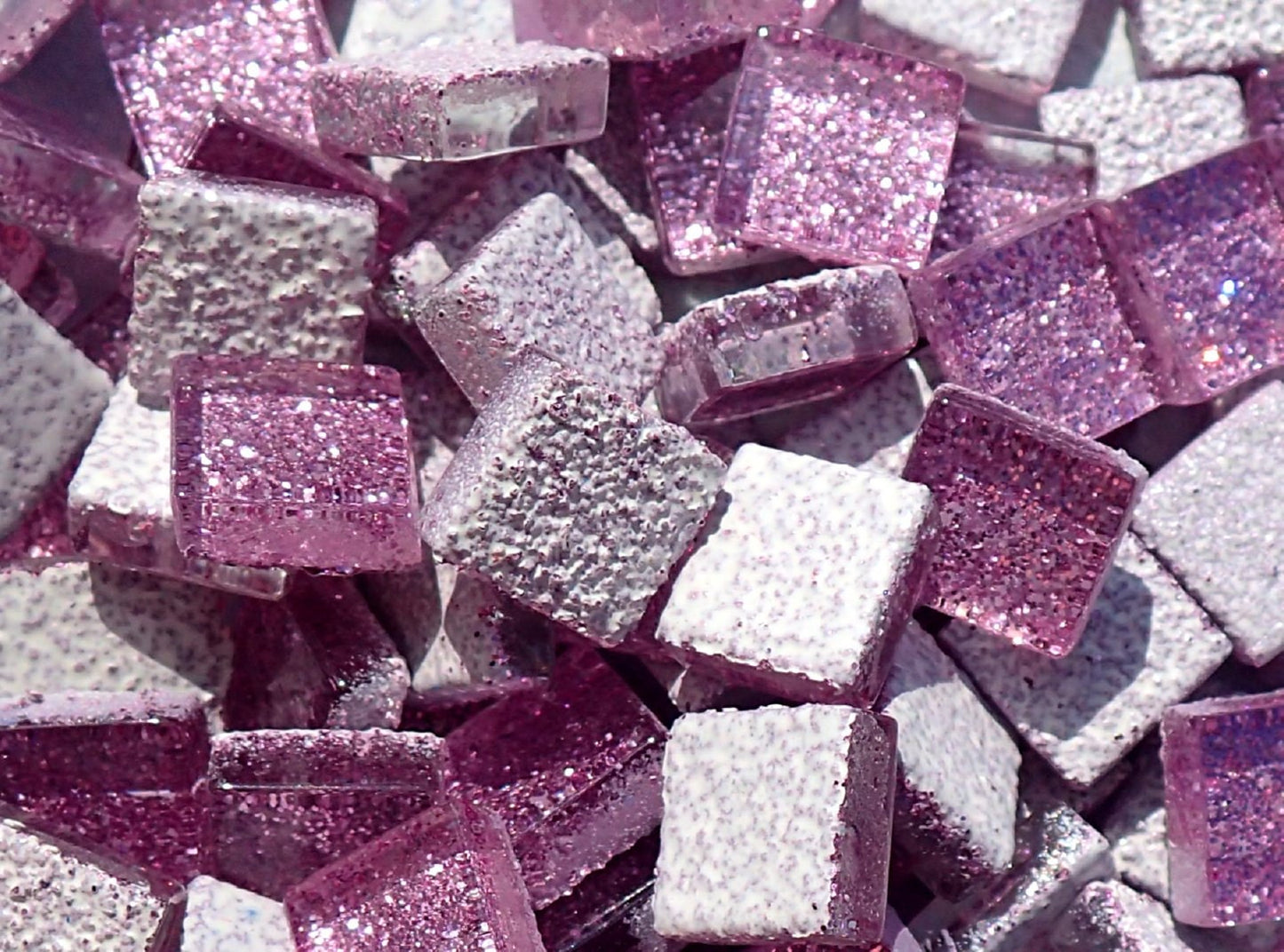 Light Purple Glitter Tiles - 1 cm - 100g - Over 100 Metallic Glass Tiles