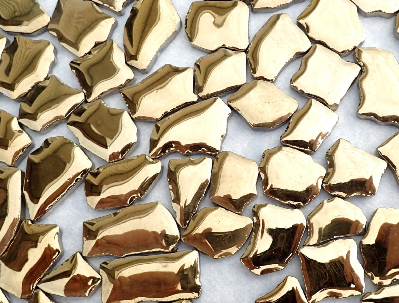 Gold Mosaic Ceramic Tiles - Random Shapes Metallic - 100g - Assorted Sizes Jigsaw Pieces - Mosaic Art Supplies - Gold Toned Tile