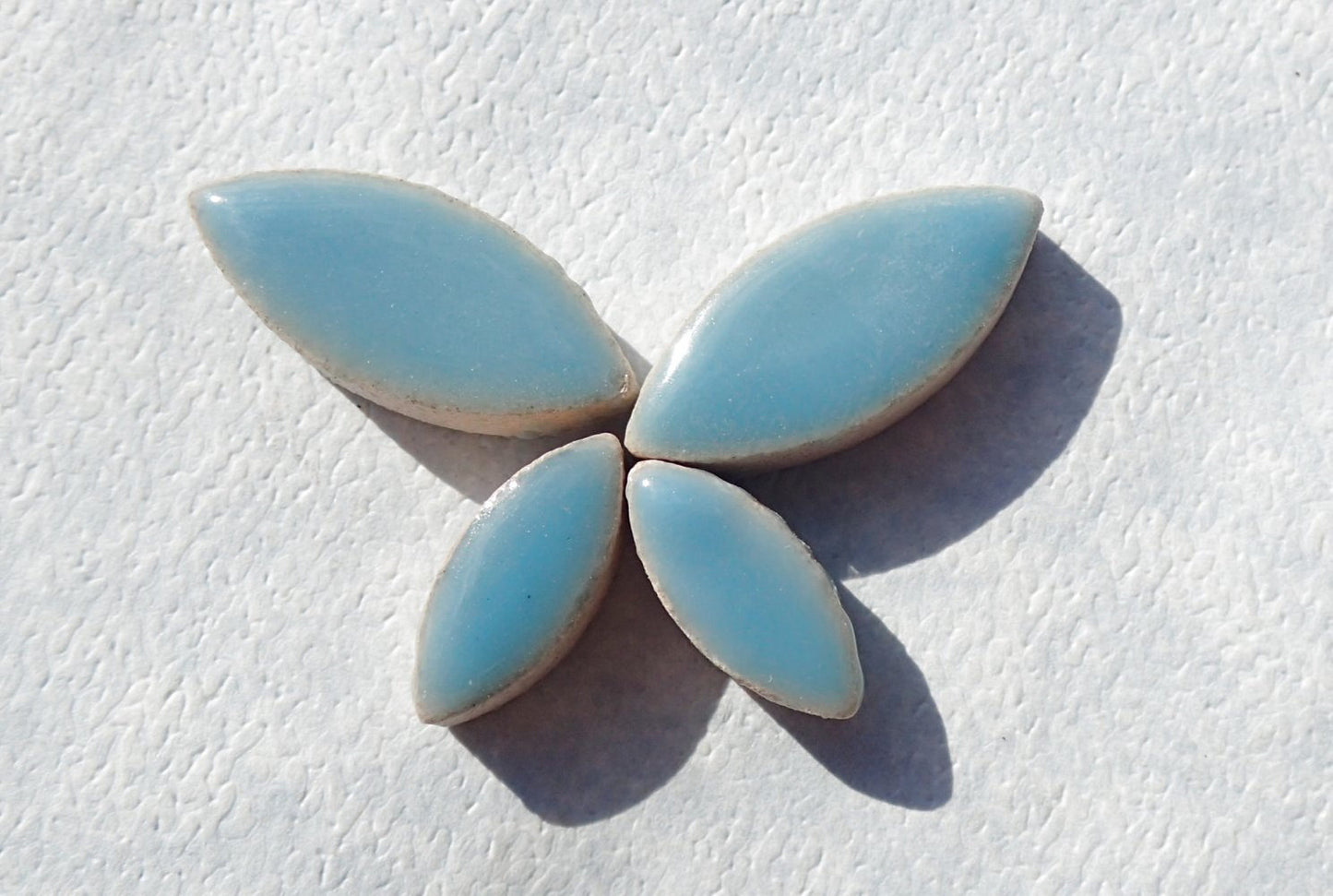 Light Blue Petals Mosaic Tiles - 50g Ceramic Leaves in Mix of 2 Sizes 1/2" and 3/4" in Azure