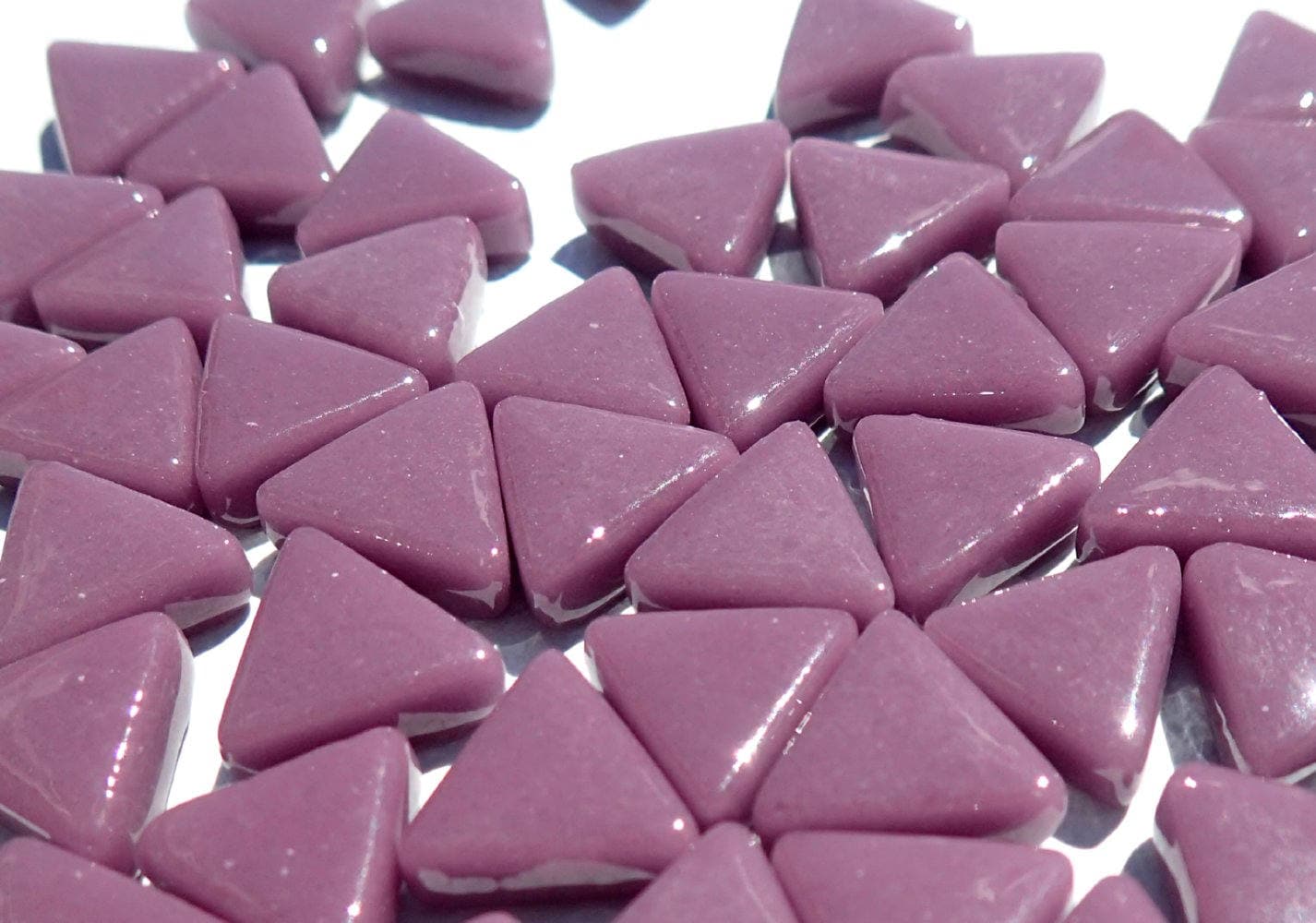 Small Purple Triangle Glass Mosaic Tiles - 10mm - Opaque Glass Solid Color - 50g of Plum Triangles