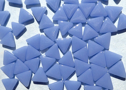 Small Pale Blue Triangle Glass Mosaic Tiles - 10mm - Opaque Glass Solid Color - 50g of Triangles - Approx 70 Tiles