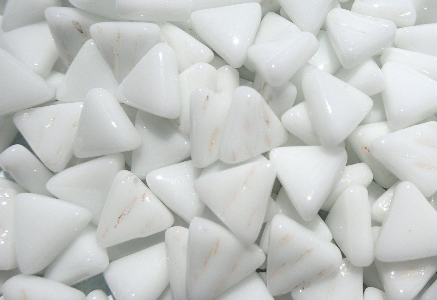 Small White Triangle Glass Mosaic Tiles - 10mm - 50g of Opaque Glass Snow White Triangles