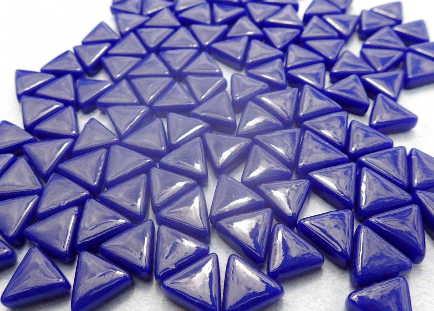 Small Blue Triangle Glass Mosaic Tiles - 10mm - Opaque Glass Solid Color - 50g of Triangles in Royal Blue