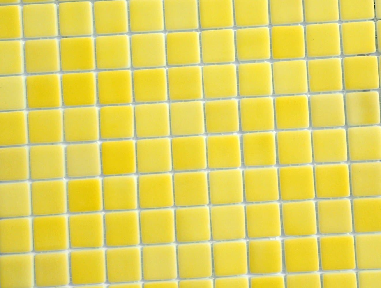 Yellow Glass Mosaic Tiles Squares - 1 inch - 25 Tiles for Craft Projects and Decorations - Creamy Lemon Yellow Recycled