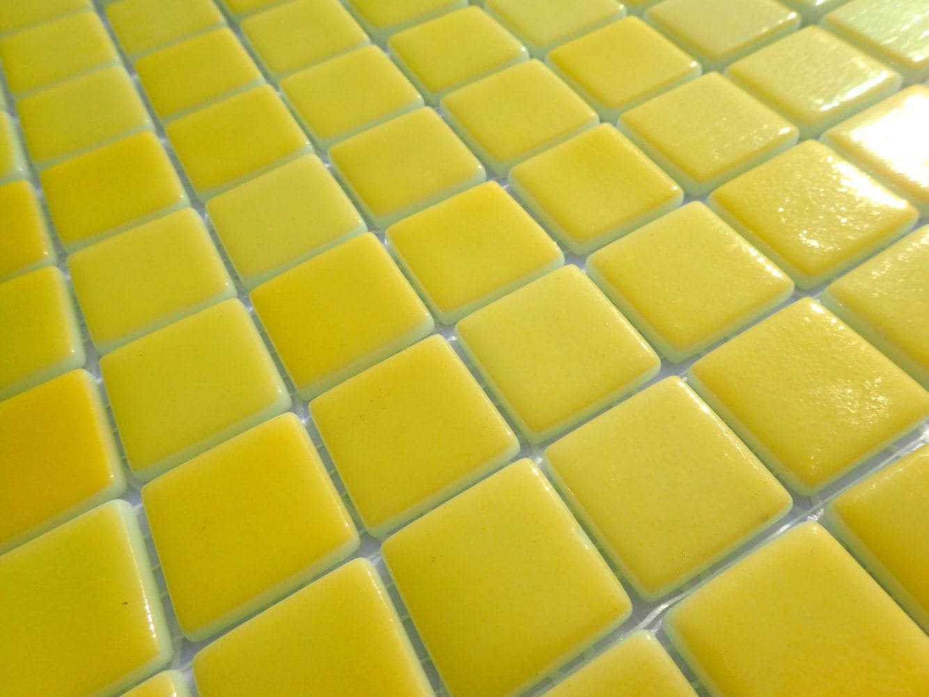 Yellow Glass Mosaic Tiles Squares - 1 inch - 25 Tiles for Craft Projects and Decorations - Creamy Lemon Yellow Recycled