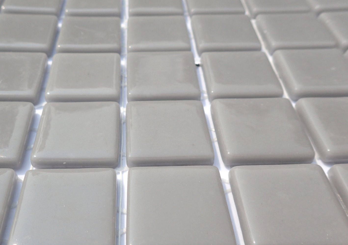 Gray Glass Mosaic Squares - 1 inch - 25 Medium Grey Recycled Tiles