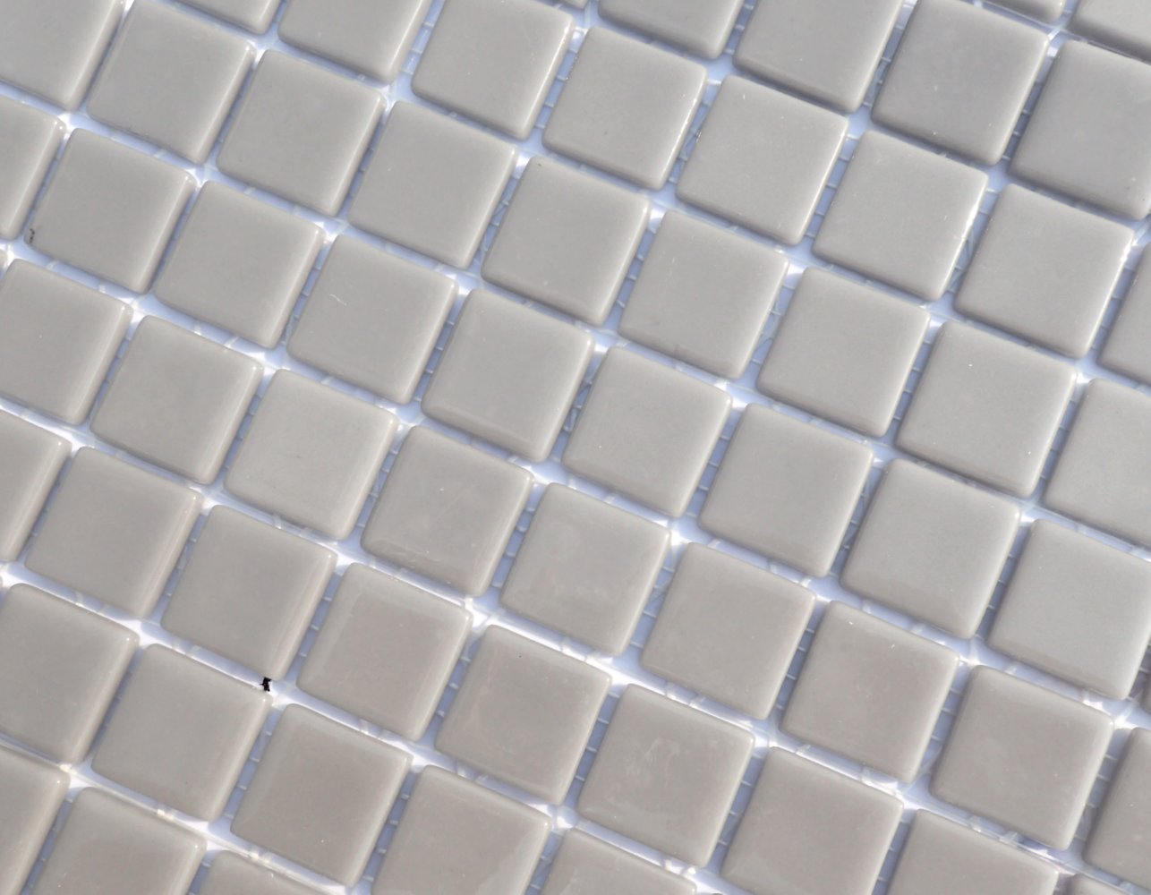 Gray Glass Mosaic Squares - 1 inch - 25 Medium Grey Recycled Tiles